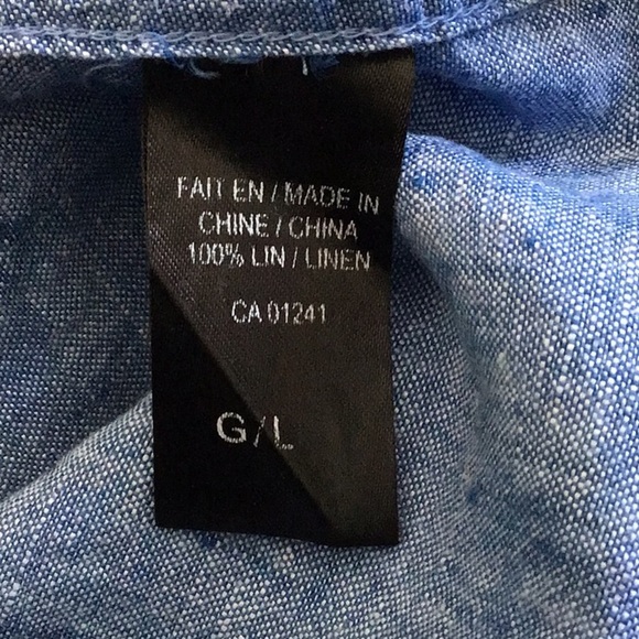 SIMONS LE31 blue linen cargo military shirt large - Picture 7 of 7